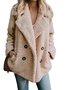 à Col Revers Manches Longues Poids lourd Plain Veste en flanelle Caniche Blouson pour Femmes