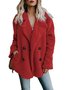 à Col Revers Manches Longues Poids lourd Plain Veste en flanelle Caniche Blouson pour Femmes