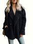 à Col Revers Manches Longues Poids lourd Plain Veste en flanelle Caniche Blouson pour Femmes
