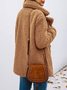 à Col Revers Manches Longues Poids lourd Plain Veste en flanelle Caniche Blouson pour Femmes