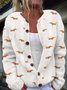 Cardigans Décontracté impression en 3D Hiver Tricoté Poids lourd Micro-élasticité Col Rond Régulier Droit pour Femmes