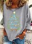 Sweat-shirts Femmes Décontracté Printemps / Automne Sapin de Noël Aucune élasticité Manches Longues Col Rond en Mélangé de Coton Régulier Régulier