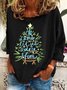 Sweat-shirts Femmes Décontracté Printemps / Automne Sapin de Noël Aucune élasticité Manches Longues Col Rond en Mélangé de Coton Régulier Régulier