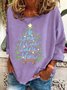 Sweat-shirts Femmes Décontracté Printemps / Automne Sapin de Noël Aucune élasticité Manches Longues Col Rond en Mélangé de Coton Régulier Régulier