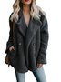 à Col Revers Manches Longues Poids lourd Plain Veste en flanelle Caniche Blouson pour Femmes