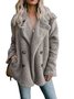 à Col Revers Manches Longues Poids lourd Plain Veste en flanelle Caniche Blouson pour Femmes
