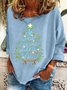 Sweat-shirts Femmes Décontracté Printemps / Automne Sapin de Noël Aucune élasticité Manches Longues Col Rond en Mélangé de Coton Régulier Régulier