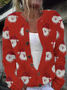 Cardigans Femmes Décontracté impression en 3D Hiver Tricoté Micro-élasticité Quotidien Manches Longues Col Rond Régulier