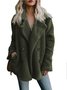 à Col Revers Manches Longues Poids lourd Plain Veste en flanelle Caniche Blouson pour Femmes