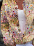 Cardigans Ethnique Floral Printemps / Automne Micro-élasticité Vacances Ample Manches Longues Régulier Droit pour Femmes