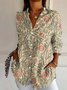 Chemises Décontracté Floral Printemps / Automne Polyester Aucune élasticité Ample Manches Longues Régulier Col de Chemise pour Femmes