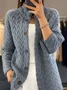 Cardigans Femmes Décontracté Plain Printemps / Automne Quotidien Manches Longues Laine/Tricot Régulier Droit Élasticité moyenne