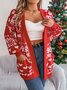 Cardigans Femmes Décontracté Hiver Noël Ample Manches Longues Mi-long Épaissi Droit Élasticité moyenne