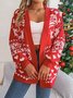 Cardigans Femmes Décontracté Hiver Noël Ample Manches Longues Mi-long Épaissi Droit Élasticité moyenne