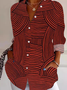 Chemises Géométrique Décontracté Printemps / Automne Polyester Coupe Régulière Noël Manches Longues Droit Col de Chemise pour Femmes