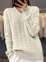 Pulls Décontracté Plain Printemps / Automne Col V Naturel Laine/Tricot Mi-long Élasticité moyenne Non pour Femmes