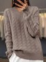 Pulls Décontracté Plain Printemps / Automne Col V Naturel Laine/Tricot Mi-long Élasticité moyenne Non pour Femmes