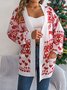 Cardigans Femmes Décontracté Hiver Noël Ample Manches Longues Mi-long Épaissi Droit Élasticité moyenne