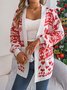 Cardigans Femmes Décontracté Hiver Noël Ample Manches Longues Mi-long Épaissi Droit Élasticité moyenne