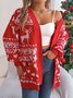 Cardigans Femmes Décontracté Hiver Noël Ample Manches Longues Mi-long Épaissi Droit Élasticité moyenne