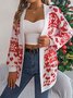 Cardigans Femmes Décontracté Hiver Noël Ample Manches Longues Mi-long Épaissi Droit Élasticité moyenne