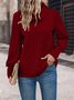 Chemisiers1 Décontracté Plain Printemps / Automne Ample Jersey Noël Col Roulé Droit Régulier pour Femmes