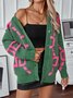 Cardigans Décontracté Abstrait Hiver Quotidien Ample Laine/Tricot Mi-long Épaissi Droit pour Femmes