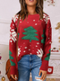 Pulls Décontracté Printemps / Automne Sapin de Noël Quotidien Manches Longues Col Rond Fil/fil de laine Droit Régulier pour Femmes