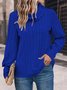 Chemisiers1 Décontracté Plain Printemps / Automne Ample Jersey Noël Col Roulé Droit Régulier pour Femmes