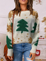 Pulls Décontracté Printemps / Automne Sapin de Noël Quotidien Manches Longues Col Rond Fil/fil de laine Droit Régulier pour Femmes