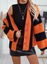 Cardigans Femmes Rayé Décontracté Hiver Quotidien Ample Laine/Tricot Mi-long Épaissi Élasticité moyenne