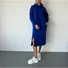 Femmes Plain Blanc Sweat-shirt à Capuche Confortable Robe Mi-Longue Décontracté