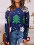 Pulls Décontracté Printemps / Automne Sapin de Noël Quotidien Manches Longues Col Rond Fil/fil de laine Droit Régulier pour Femmes