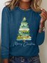 T-shirts Femmes Décontracté Printemps / Automne Sapin de Noël Quotidien Ample Meilleure vente Col Rond Régulier Élasticité moyenne