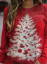 Sweat-shirts Femmes Décontracté Printemps / Automne Sapin de Noël Zip Ample Manches Longues Col Rond Régulier Régulier