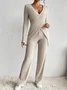 Deux Pièces Ensembles Décontracté Plain Printemps / Automne Zip Micro-élasticité Quotidien Manches Longues Top Avec Pantalons Droit pour Femmes