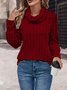 Chemisiers1 Décontracté Plain Printemps / Automne Ample Jersey Noël Col Roulé Droit Régulier pour Femmes