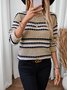 Pulls Rayé Décontracté Printemps / Automne Ample Noël Manches Longues Col Rond Régulier Droit pour Femmes