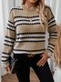 Pulls Rayé Décontracté Printemps / Automne Ample Noël Manches Longues Col Rond Régulier Droit pour Femmes