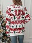 Manches Longues Régulier Noël Motif de Wapiti Blouson pour Femmes