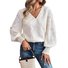 Chemisiers1 Décontracté Plain Printemps / Automne Naturel Aucune élasticité Quotidien Manches Longues Manches Bouffantes Régulier pour Femmes