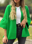 Col Rond Manches trois quarts Régulier Plain Blouson pour Femmes