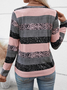 Chemisiers1 Décontracté Bloc de Couleur Printemps / Automne Micro-élasticité Jersey Manches Longues Régulier Droit Régulier pour Femmes