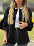 Col Rond Manches trois quarts Régulier Plain Blouson pour Femmes