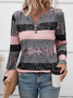 Chemisiers1 Décontracté Bloc de Couleur Printemps / Automne Micro-élasticité Jersey Manches Longues Régulier Droit Régulier pour Femmes