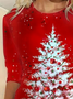 T-shirts Femmes Décontracté Printemps / Automne Sapin de Noël Vacances Ample Noël Manches Longues Régulier Droit