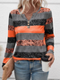 Chemisiers1 Décontracté Bloc de Couleur Printemps / Automne Micro-élasticité Jersey Manches Longues Régulier Droit Régulier pour Femmes