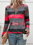 Chemisiers1 Décontracté Bloc de Couleur Printemps / Automne Micro-élasticité Jersey Manches Longues Régulier Droit Régulier pour Femmes