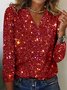 T-shirts Femmes Sexy Plain Printemps / Automne Polyester Col V Quotidien Régulier Droit Régulier