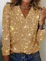 T-shirts Femmes Sexy Plain Printemps / Automne Polyester Col V Quotidien Régulier Droit Régulier